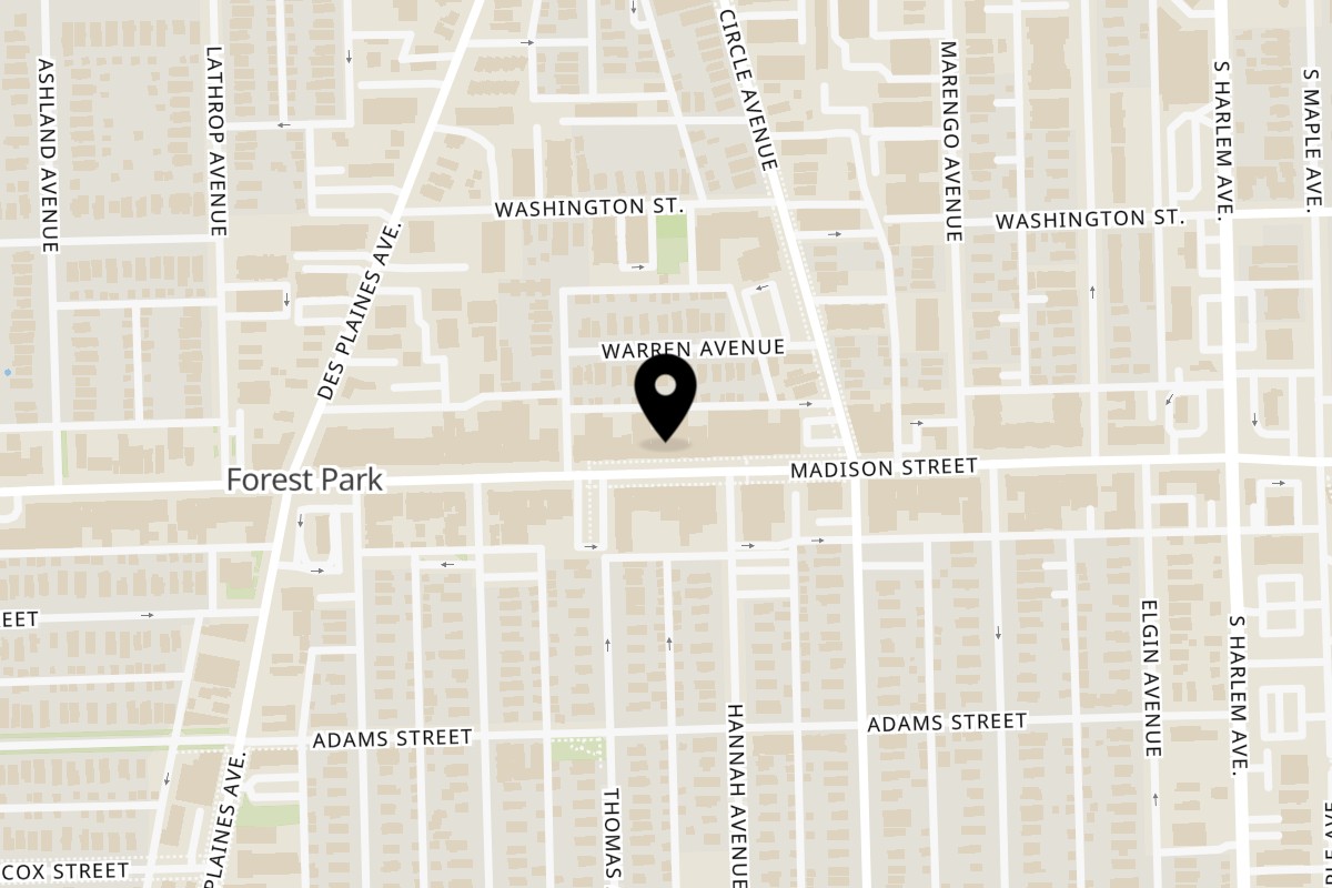 Map showing the location of Jimmy's Place on 7411 Madison St. in Forest Park